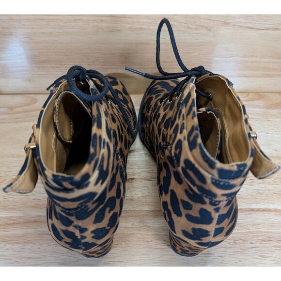 Rampage Maiden Leopard Print Wedge Ankle Boots Women's Size 10M Lace Up Booties - Picture 8 of 11